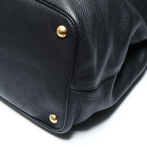 PRADA Leather 2way Vitello Dyno Tote Bag black WS25788