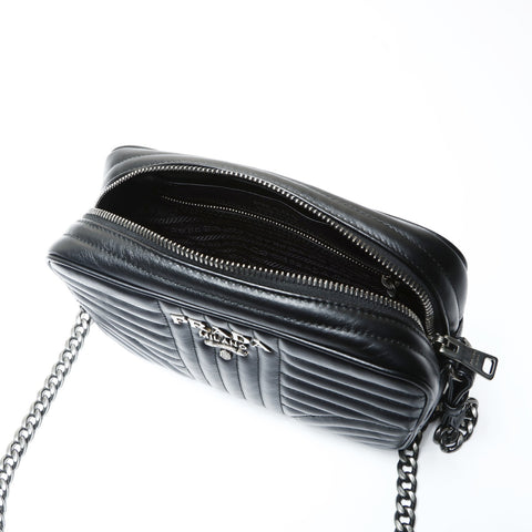 PRADA Leather Diagram 1BH083 Camera Bag Shoulder Bag black WS25789