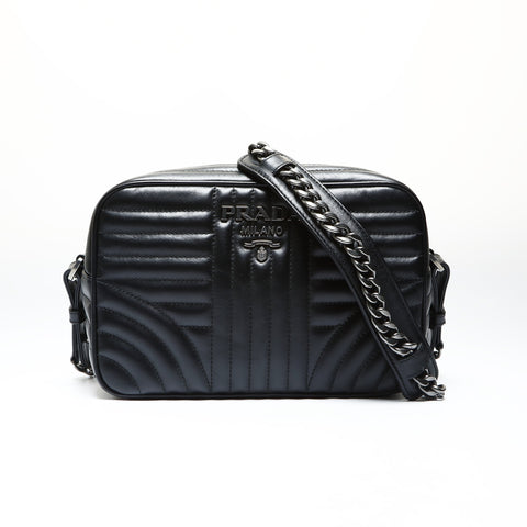 PRADA Leather Diagram 1BH083 Camera Bag Shoulder Bag black WS25789