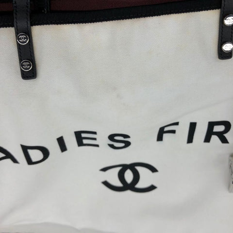 Chanel Lady First Canvas Billed Tote Bag White WS2579