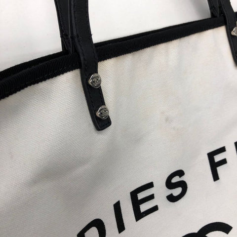 Chanel Lady First Canvas Billed Tote Bag White WS2579