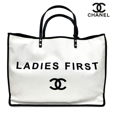 Chanel Lady First Canvas Billed Tote Bag White WS2579