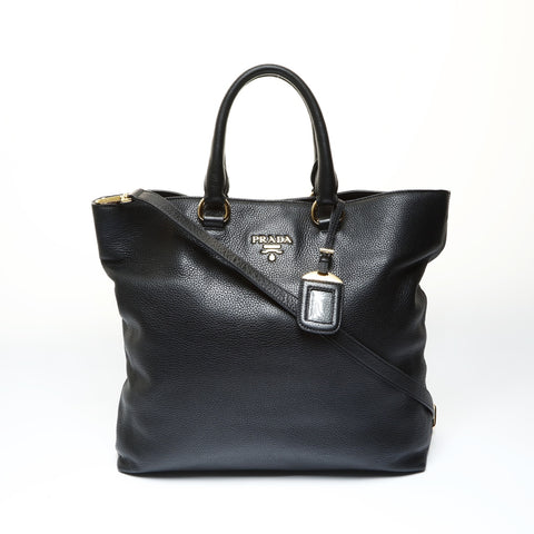 PRADA Leather Vitello Dyno 2-way Tote Tote Bag black WS25791