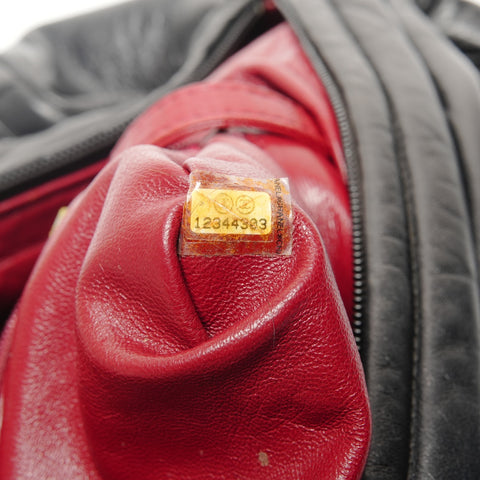 CHANEL Bowling Bag Boston Bag Leather COCO Mark Handbag black WS25798