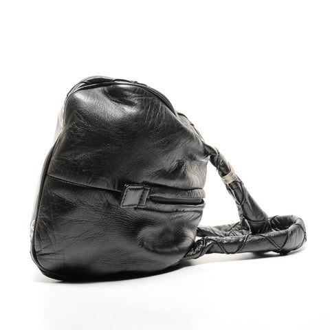 CHANEL Bowling Bag Boston Bag Cuir COCO Mark Sac à main noir WS25798