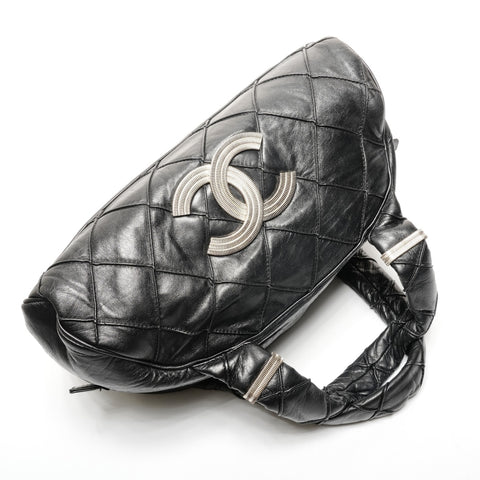 CHANEL Bowling Bag Boston Bag Leather COCO Mark Handbag black WS25798