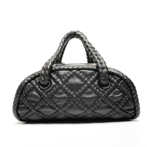 CHANEL Bowling Bag Boston Bag Lambskin No. 11 2006-2008 Handbag black WS25799