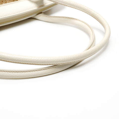 PRADA Raffia basket bag leather Handbag Brown WS25800