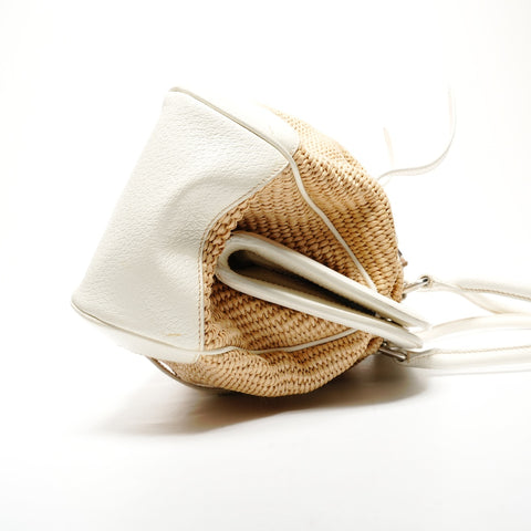 PRADA Raffia-Korbtasche aus Leder Handtasche Braun WS25800
