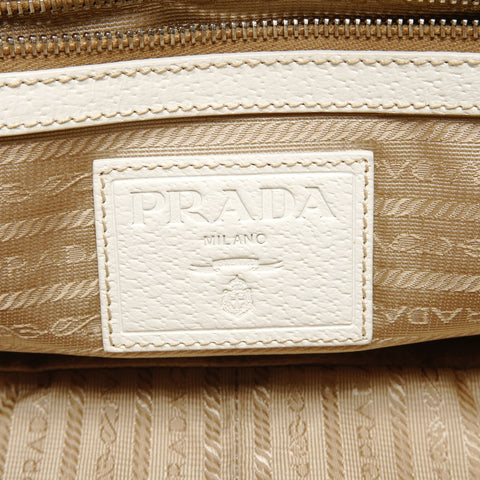 PRADA Raffia basket bag leather Handbag Brown WS25800