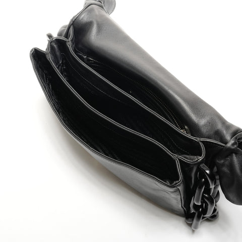 PRADA Soft Leather One Belt Chain Shoulder Bag black WS25801