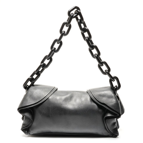 PRADA Soft Leather One Belt Chain Shoulder Bag black WS25801