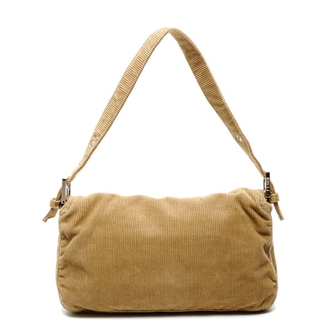 FENDI Corduroy Mamma Bucket One Belt Shoulder Bag Brown WS25802