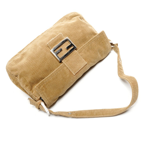 FENDI Corduroy Mamma Bucket One Belt Shoulder Bag Brown WS25802