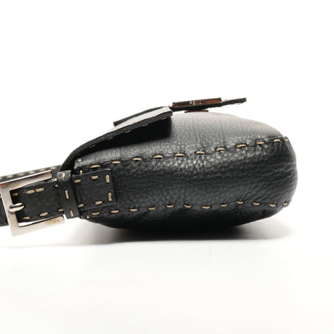 FENDI Leather Selleria Mamma Bucket One Belt Shoulder Bag black WS25804