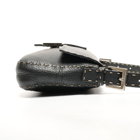 FENDI Leather Selleria Mamma Bucket One Belt Shoulder Bag black WS25804
