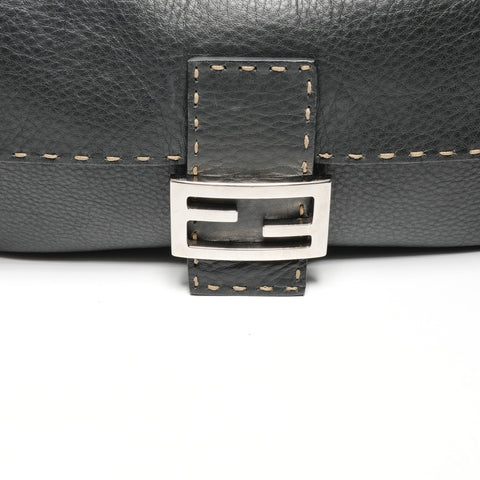 FENDI Leather Selleria Mamma Bucket One Belt Shoulder Bag black WS25804