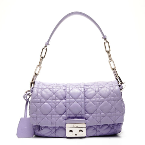 Christian Dior Cannage Leather Flap New Lock Shoulder Bag purple WS25807