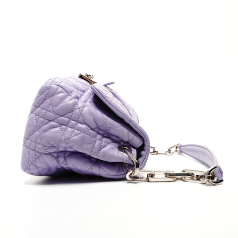 Christian Dior Cannage Leather Flap New Lock Shoulder Bag purple WS25807