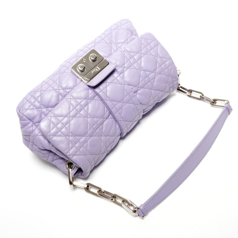 Christian Dior Cannage Leather Flap New Lock Shoulder Bag purple WS25807