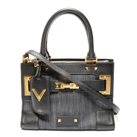 VALENTINO Denim studs 2way Shoulder Bag Navy WS25808