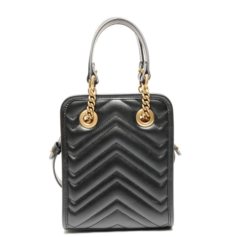 GUCCI GG Marmont Mini Tote Chain Leather 2-way 696123 Shoulder Bag black WS25815