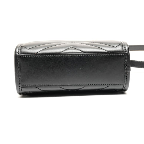 GUCCI GG Marmont Mini Tote Chain Leather 2-way 696123 Shoulder Bag black WS25815
