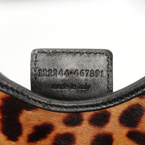 YVES SAINT LAURENT Frill Leopard Pattern One Belt Shoulder Bag Brown WS25816