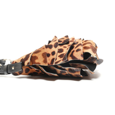 YVES SAINT LAURENT Frill Leopard Pattern One Belt Shoulder Bag Brown WS25816