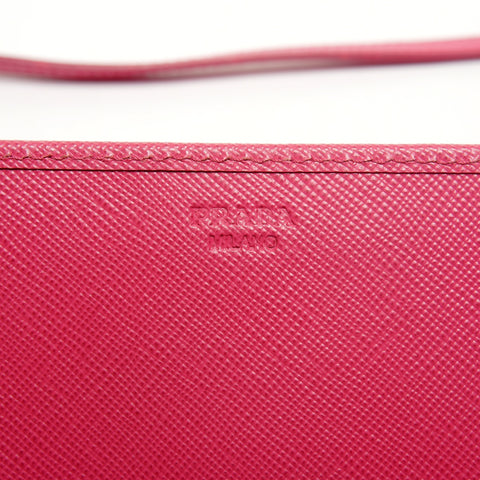 PRADA Le Bon Saffiano Leather Wallet Shoulder Bag pink WS25818