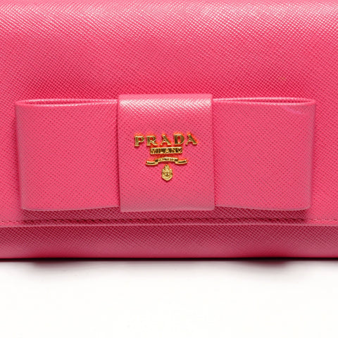 PRADA Le Bon Saffiano Leather Wallet Shoulder Bag pink WS25818