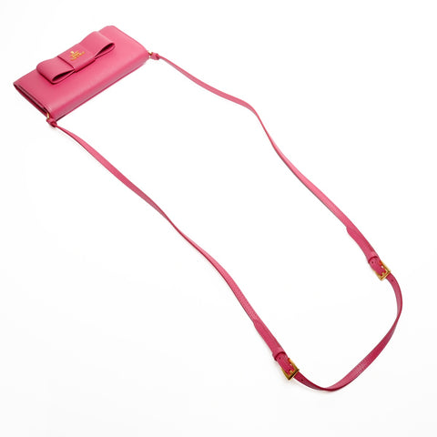 PRADA Le Bon Saffiano Leather Wallet Shoulder Bag pink WS25818