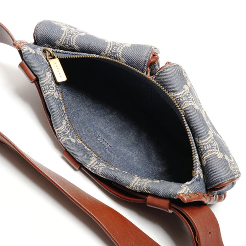 CELINE Denim Macadam Triomphe Belt Bag Body Bag Waist bag blue WS25823