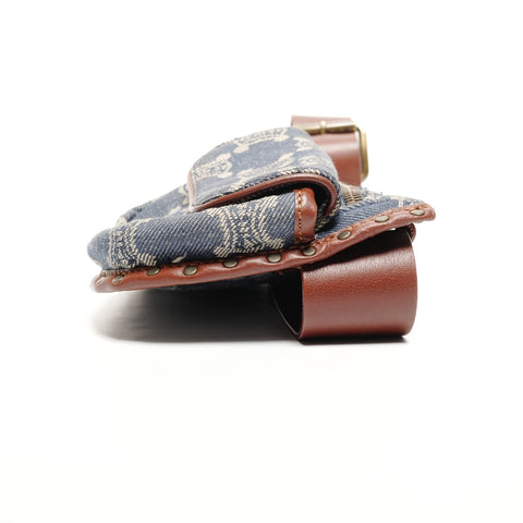 CELINE Denim Macadam Triomphe Belt Bag Body Bag Waist bag blue WS25823