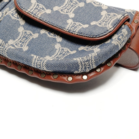 CELINE Denim Macadam Triomphe Belt Bag Body Bag Waist bag blue WS25823