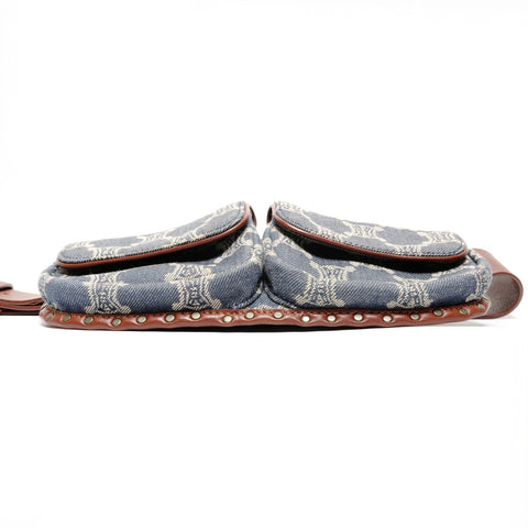 CELINE Denim Macadam Triomphe Belt Bag Body Bag Waist bag blue WS25823