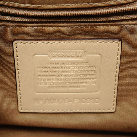 COACH One belt Leather SilverMetal Shoulder Bag beige WS25839