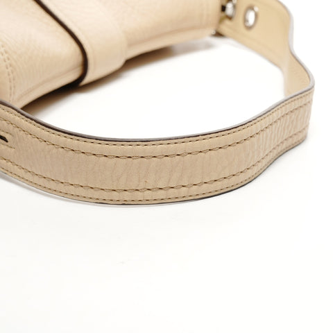 COACH One belt Leather SilverMetal Shoulder Bag beige WS25839