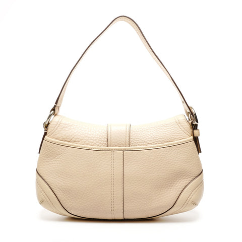 COACH One belt Leather SilverMetal Shoulder Bag beige WS25839