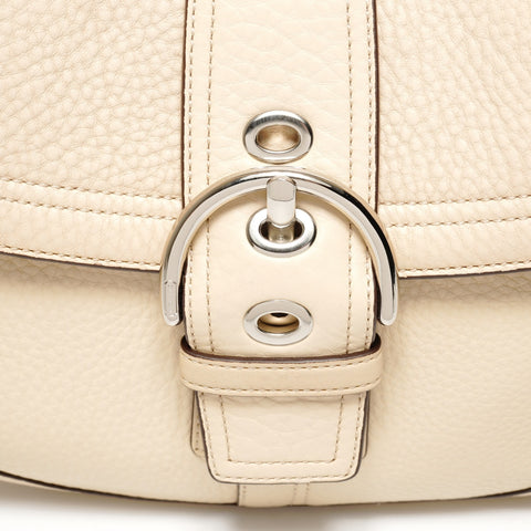 COACH One belt Leather SilverMetal Shoulder Bag beige WS25839