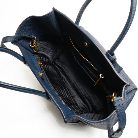 PRADA 2way leather Handbag blue WS25841