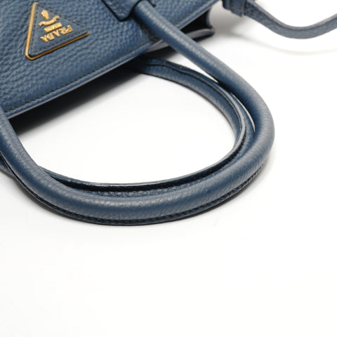 PRADA 2way leather Handbag blue WS25841