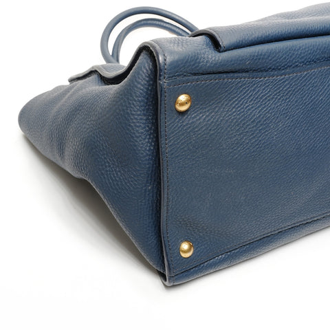 PRADA 2way leather Handbag blue WS25841