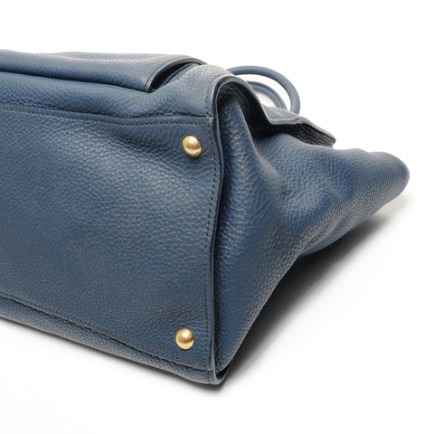 PRADA 2way leather Handbag blue WS25841