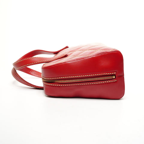 CHANEL No. 8 Lambskin Wild Stitch Boston Bag 2003-2004 Handbag Red WS25842