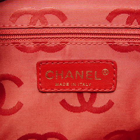CHANEL No. 8 Lambskin Wild Stitch Boston Bag 2003-2004 Handbag Red WS25842