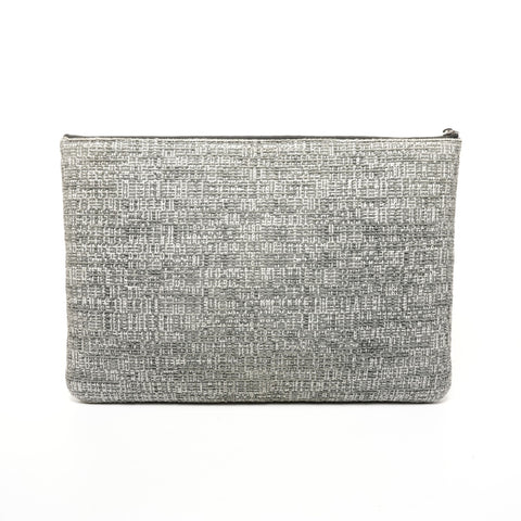 CHANEL 25th series 2018 Tweed logo Clutch bag gray WS25843