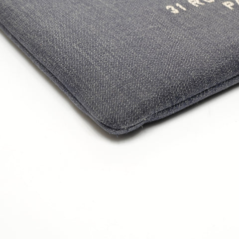 CHANEL No. 21 2015-2016 Denim Logo Clutch bag blue WS25844