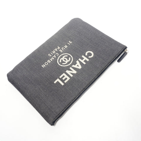 CHANEL No. 21 2015-2016 Denim Logo Clutch bag blue WS25844