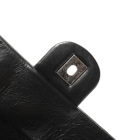 CHANEL Icon Motif 9.8" Flap Leather Shoulder Bag black WS25845